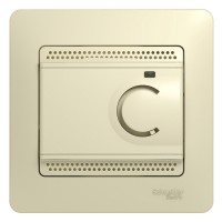 Glossa термостат электронный теплого пола с датчиком, (10A, в сборе с рамкой), цвет бежевый GSL000238 фото