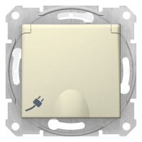 Sedna Бежевый Розетка 1-я с заземлением, с защитными шторками, с крышкой IP44 SDN3100347 фото