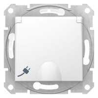 Sedna Белый Розетка 1-я с заземлением, с защитными шторками, с крышкой, IP44 SDN3100321 фото