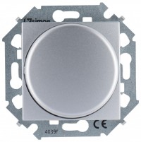 Simon 15 Алюминий Светорегулятор поворотно-нажимной, проходной, 500Вт, 230В, винт. зажим 1591790-033 фото