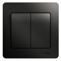 Glossa Выключатель 2-клавишный (в сборе с рамкой), цвет антрацит GSL000752 фото