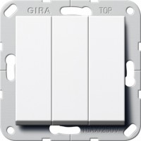 Gira E22 Бел Выключатель Британский стандарт 3-х клавишный, вкл/откл. 283003 фото