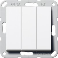 Gira S-55 Бел глянц Выключатель 3-клавишный кнопочный с винт. клеммами 284403 фото