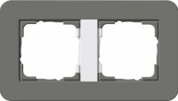 Gira серия E3 Темно-серый/белый глянцевый Рамка 2-ая 0212413 фото