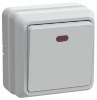 IEK Выключатель одноклавишный с индикацией 10А открытая установка ОКТАВА белый EVO11-K01-10-DC фото