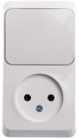Этюд Белый Блок: Розетка без заземления, + выключатель 1-клавиш. BPA16-204B фото