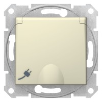 Sedna Бежевый Розетка 1-ая 16А с заземлением, со шторками, с крышкой, быстрозажимные контакты SDN3100447 фото