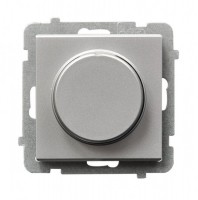 Ospel Sonata Серебро матовое Светорегулятор поворотно-нажимной для нагрузки лампами накаливания и галогенными ŁP-8R/m/38 фото