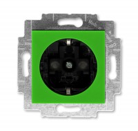 ABB Levit зелёный / дымчатый чёрный Розетка с заземлением со шторками 2CHH203457A6067 фото