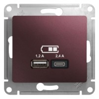 Glossa баклажановый розетка USB A+С, 5В/2,4А, 2х5В/1,2А GSL001139 фото