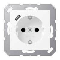Jung A Flow/A 550 Белый матовый Розетка  с USB-зарядным устройством, тип С, SCHUKO A1520-18CWWM фото