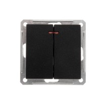W59 Черный бархат Выключатель 2-клавишный с подсветкой 16А (сх.5) VS516-251-6-86 фото