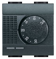 BTicino Living Light Антрацит Термостат электронный комнатный 2А 250В, с датчиком теплого пола, 2 мод L4441FH фото