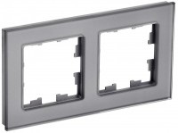 IEK Brite Decor серый глянец стекло рамка 2 места BR-M22-G-K03 фото
