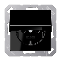JUNG Штепсельная розетка SCHUKO 16A 250V~ с защитой от детей с крышкой термопласт черная A1520BFKIKLSW фото