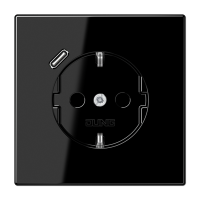 JUNG Розетка SCHUKO® с USB-зарядным устройством, тип С термопласт черный LS1520-18CSW фото