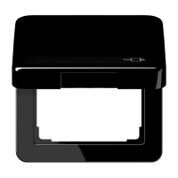 Jung Рамка с подпружиненной крышкой для механизмов 50*50, с символом Вилка, чёрный CD590KLSOCSW фото