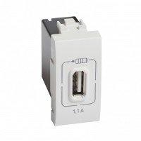 BTicino Livinglight Белая розетка USB для зарядки мобильных устройств 1,1А 230/5В. 1 модуль N4285C1 фото
