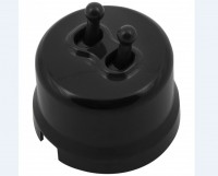 BIRONI Пластик Черный Выключатель 2-клавишный (тумблерный) B1-232-23 фото