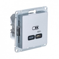 Systeme Electric AtlasDesign алюминий USB розетка тип-C 65W высокоскор.заряд. QC, PD, механизм ATN000327 фото