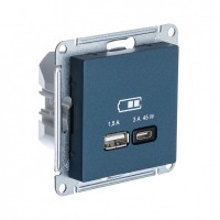 Systeme Electric AtlasDesign изумруд USB розетка A + тип-C 45W высокоскор.заряд. QC,PD, механизм ATN000829 фото