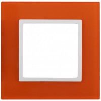 ЭРА Рамка на 1 пост, стекло, Elegance, оранжевый+белый Б0034477 фото