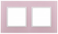 ЭРА Рамка на 2 поста, стекло, Elegance, розовый+белый Б0034502 фото