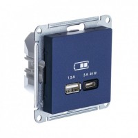 Systeme Electric AtlasDesign аквамарин розетка USB A + тип-C 45Вт высокоскор.заряд. QC,PD, механизм ATN001129 фото