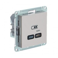 Systeme Electric AtlasDesign песочный розетка USB тип-C 65Вт высокоскор.заряд. QC,PD, механизм ATN001227 фото
