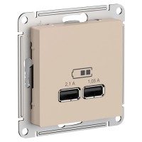 Systeme Electric AtlasDesign песочный розетка USB A+A, 5В/2,1 А, 2х5В/1,05 А, механизм ATN001233 фото
