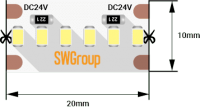 SWG Лента светодиодная стандарт 2216, 300 LED/м, 19,4 Вт/м, 24В , IP20, Цвет: Нейтральный белый SWG2A300-24-19.2-NW фото