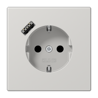 Jung Розетка SCHUKO с USB-зарядным устройством, тип A термопласт светло-серый LS1520-18ALG фото
