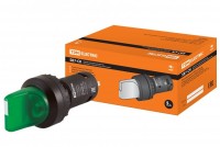 TDM Переключатель на 2 положения с фиксацией SB7-CK2365-24V короткая ручка(LED) d22мм 1з+1р зеленый SQ0746-0060 фото