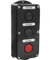 Электротехник ПКЕ 222-3 У2, 10А, 660В, 3 элемента, чёрный и красный цилиндр, накладной, IP54, пост управления  (ЭТ) ET519078 фото