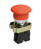 Электротехник LAY5-ВS542, красный, 1НЗ, гриб с фиксацией, хром, без подсветки, d22мм, выключатель кнопочный  (ЭТ) ET012088 фото
