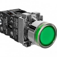 CHINT Кнопка управления NP2-BW1361 выступающая, зеленая, 1НО, AC/DC230В (LED), IP40 (R) 575777 фото
