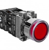 CHINT Кнопка управления NP2-BW3462 плоская, красная, 1НЗ, AC/DC230В (LED), IP40 (R) 575421 фото