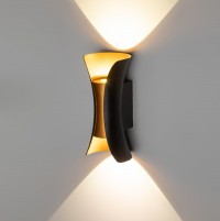 ЭРА Декоративная подсветка ЭРА WL42 BK+GD светодиодная 10Вт 3500К черный/золото IP54 для интерьера, фасадов зданий Б0054420 фото