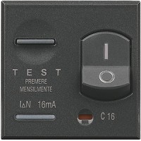 BT Axolute Антрацит “Salvavita” двухполюсный дифференциальный автоматический выключатель, 10 А, индикатор состояния контактов, кнопка контроля, размык HS4305/10 фото