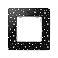 Simon 82 Detail Черный в белую звёздочку, основание белое Рамка 1-ая 8200610-222 фото