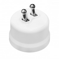 BIRONI Лизетта Пластик Белый Выключатель кнопочный 2-клавишный  (тумблерный), ручка Серебро B1-232-21-S-PB фото
