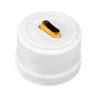 BIRONI Лизетта Пластик Белый Выключатель перекрестный 1-клавишный (клавишный), ручка Золото B1-223-21-G фото
