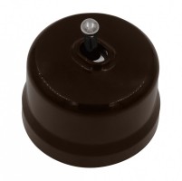 BIRONI Лизетта Пластик Коричневый Выключатель кнопочный 1-клавишный (тумблерный), ручка Серебро B1-230-22-S-PB фото