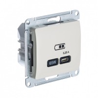 Systeme Electric Glossa Беж USB Розетка тип-C 65W высокоскор.заряд. QC, PD, мех. GSL000227 фото