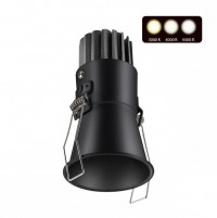 Novotech 358907 SPOT NT22 черный Встраиваемый светодиодный светильник с переключателем цветовой температуры IP20 LED 3000К\4000К\6000К 7W 220V LANG 358907 фото