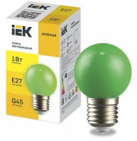 IEK Лампа LED декор. G45 шар 1Вт 230В зеленый E27 LLE-G45-1-230-G-E27 фото