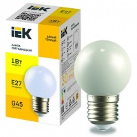 IEK Лампа LED декор. G45 шар 1Вт 230В теплый белый E27 LLE-G45-1-230-WW-E27 фото