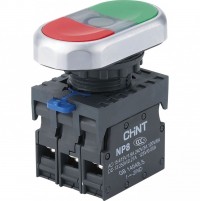 CHINT Двойная, кнопка NP8-11SD/5 желт., AC110-230В(LED), 1НО+1НЗ, IP65 (R) 667565 фото