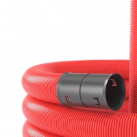 DKC Двустенная труба ПНД гибкая для кабельной канализации д.40мм с протяжкой, SN18, 500Н,  в бухте 50м, цвет красный 121940 фото