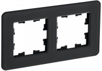 IEK Brite Decor чёрный матовый стекло скруглённые углы рамка 2-местная BR-M22-G-41-K02 фото